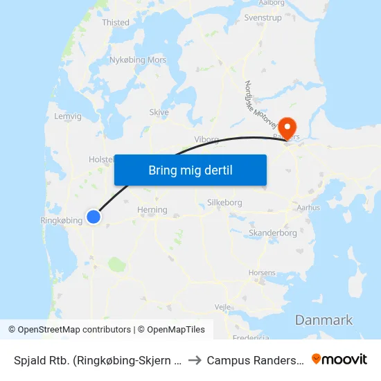 Spjald Rtb. (Ringkøbing-Skjern Kom) to Campus Randers VIA map