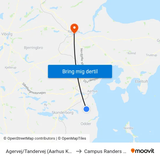 Agervej/Tandervej (Aarhus Kom) to Campus Randers VIA map