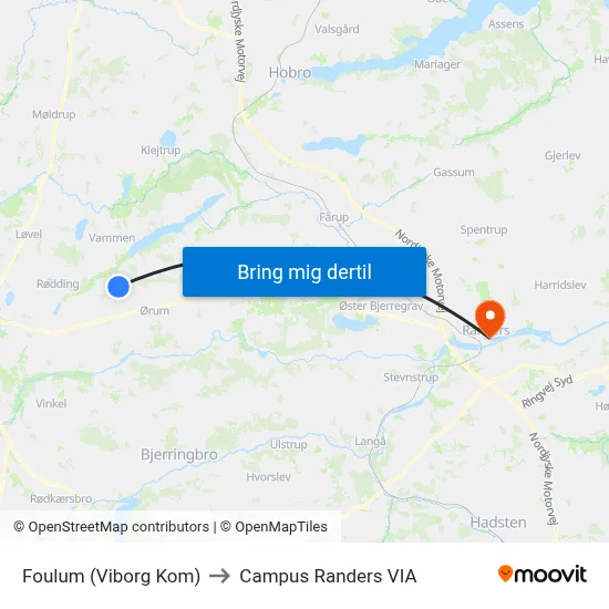 Foulum (Viborg Kom) to Campus Randers VIA map