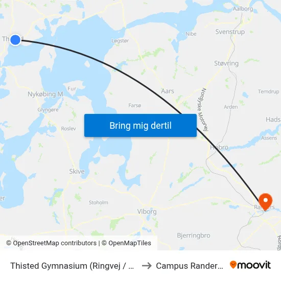 Thisted Gymnasium (Ringvej / Thisted) to Campus Randers VIA map