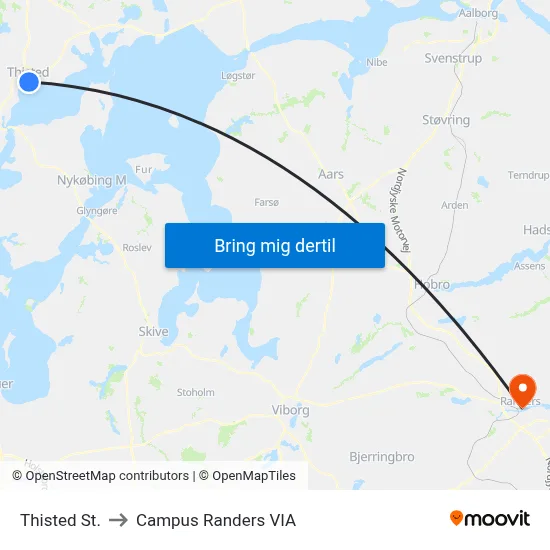 Thisted St. to Campus Randers VIA map