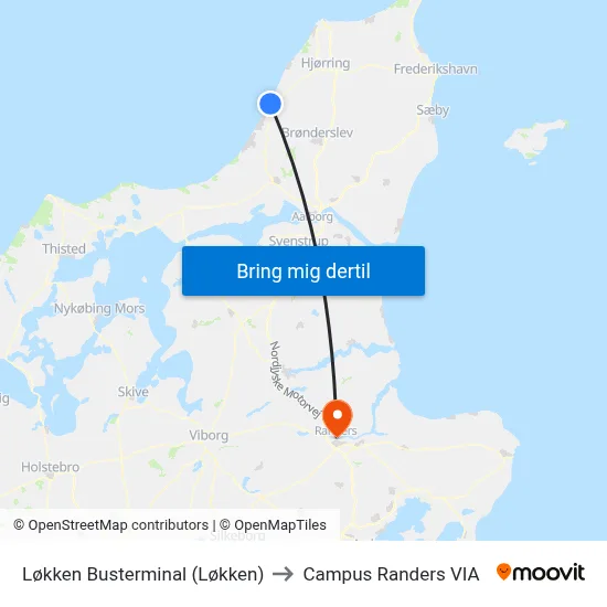 Løkken Busterminal (Løkken) to Campus Randers VIA map