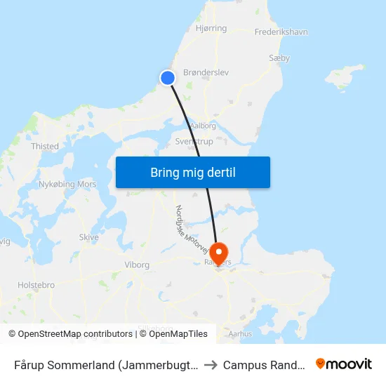Fårup Sommerland (Jammerbugt Kommune) to Campus Randers VIA map
