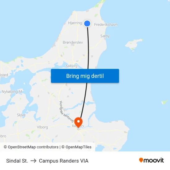 Sindal St. to Campus Randers VIA map