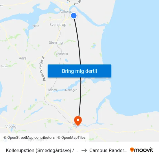Kollerupstien (Smedegårdsvej / Aalborg) to Campus Randers VIA map