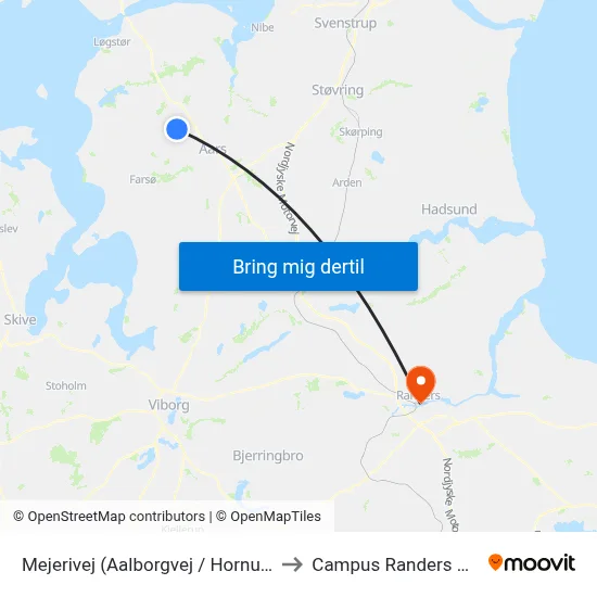 Mejerivej  (Aalborgvej / Hornum) to Campus Randers VIA map