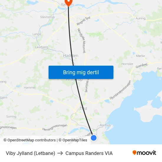 Viby Jylland (Letbane) to Campus Randers VIA map