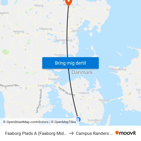Faaborg Plads A (Faaborg Midtfyn) to Campus Randers VIA map