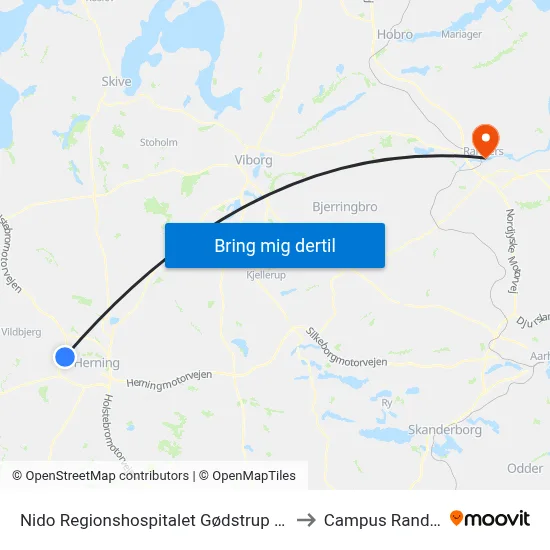 Nido Regionshospitalet Gødstrup (Herning Kom) to Campus Randers VIA map