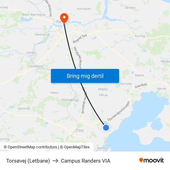 Torsøvej (Letbane) to Campus Randers VIA map