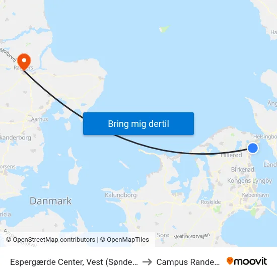 Espergærde Center, Vest (Søndermarken) to Campus Randers VIA map