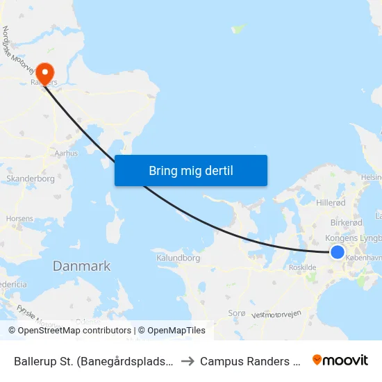 Ballerup St. (Banegårdspladsen) to Campus Randers VIA map