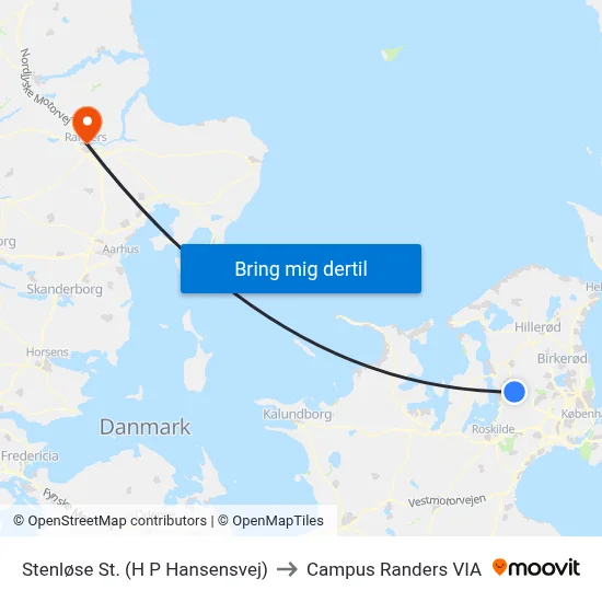 Stenløse St. (H P Hansensvej) to Campus Randers VIA map