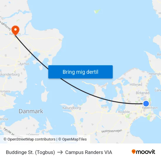 Buddinge St. (Togbus) to Campus Randers VIA map