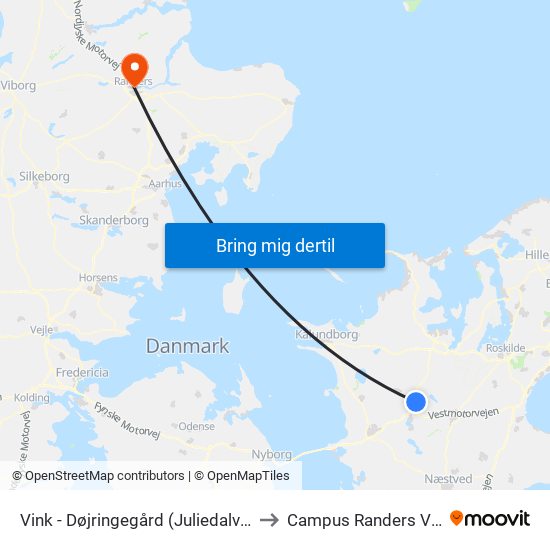 Vink - Døjringegård (Juliedalvej) to Campus Randers VIA map