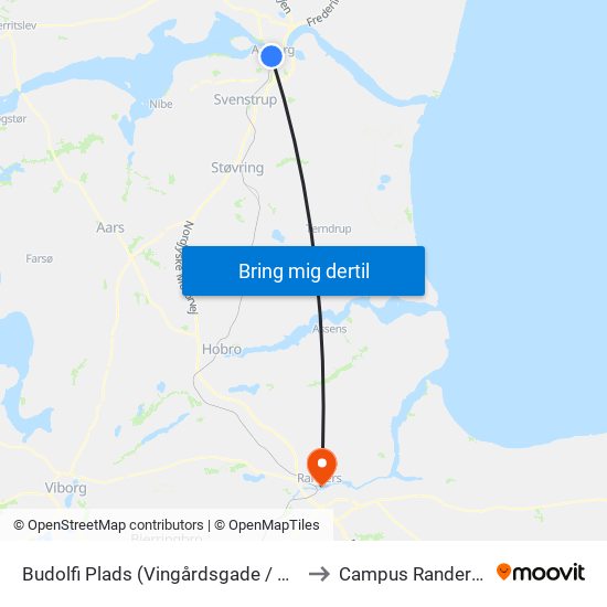 Budolfi Plads (Vingårdsgade / Aalborg) to Campus Randers VIA map