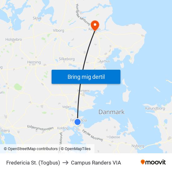 Fredericia St. (Togbus) to Campus Randers VIA map