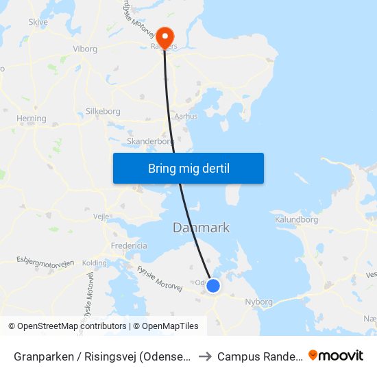 Granparken / Risingsvej (Odense Kommune) to Campus Randers VIA map