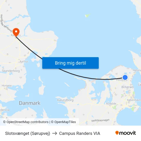 Slotsvænget (Sørupvej) to Campus Randers VIA map