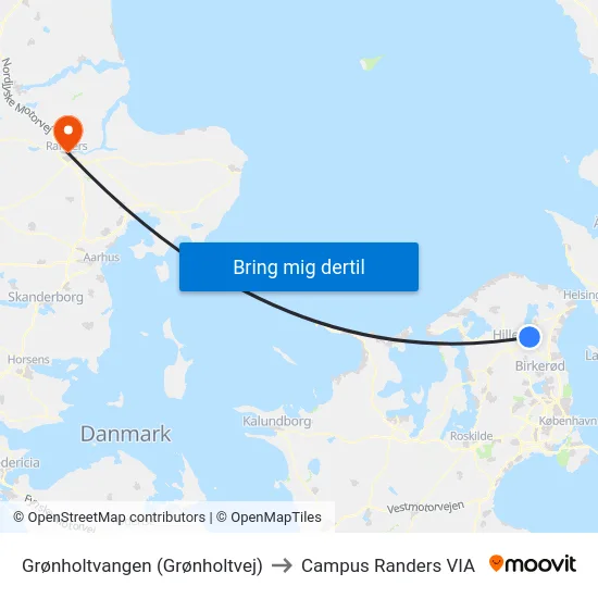 Grønholtvangen (Grønholtvej) to Campus Randers VIA map