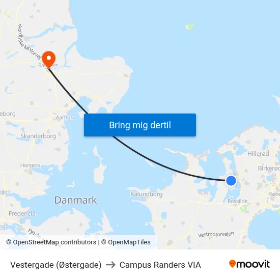 Vestergade (Østergade) to Campus Randers VIA map
