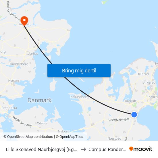 Lille Skensved Naurbjergvej (Egedesvej) to Campus Randers VIA map