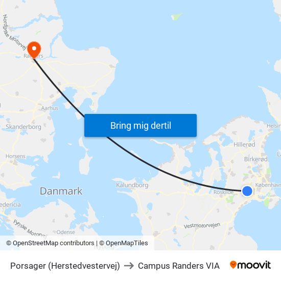 Porsager (Herstedvestervej) to Campus Randers VIA map