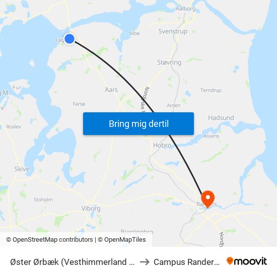 Øster Ørbæk (Vesthimmerland Komm) to Campus Randers VIA map