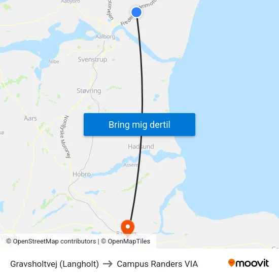 Gravsholtvej (Langholt) to Campus Randers VIA map