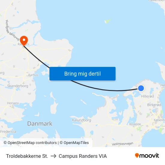 Troldebakkerne St. to Campus Randers VIA map
