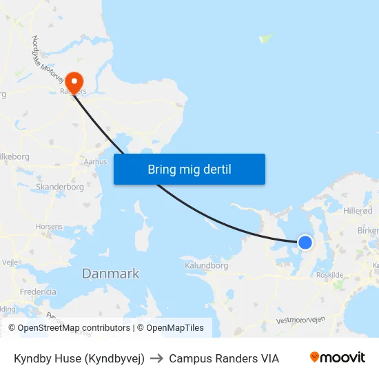 Kyndby Huse (Kyndbyvej) to Campus Randers VIA map