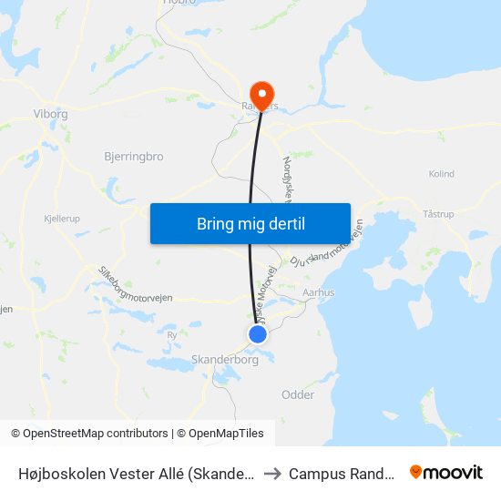 Højboskolen Vester Allé (Skanderborg Kom) to Campus Randers VIA map