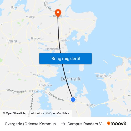 Overgade (Odense Kommune) to Campus Randers VIA map