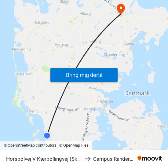 Horsbølvej V Kærbøllingvej (Skærbæk) to Campus Randers VIA map