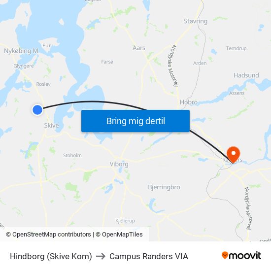 Hindborg (Skive Kom) to Campus Randers VIA map