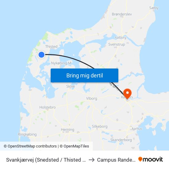 Svankjærvej (Snedsted / Thisted Kommune) to Campus Randers VIA map