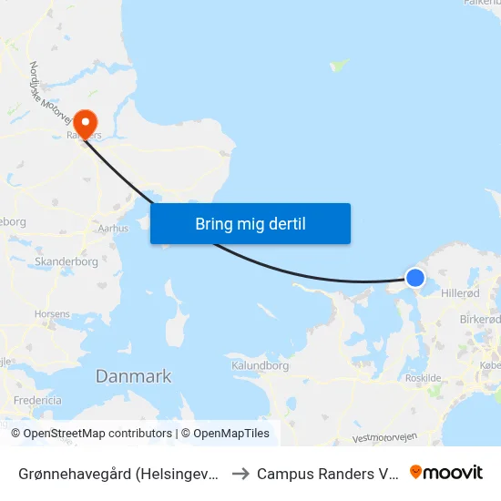 Grønnehavegård (Helsingevej) to Campus Randers VIA map