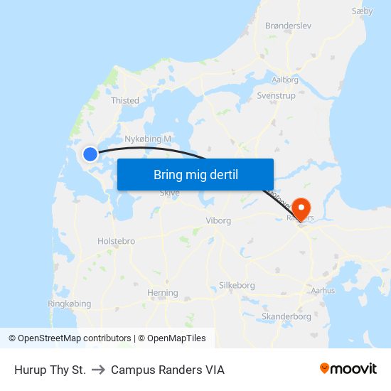 Hurup Thy St. to Campus Randers VIA map