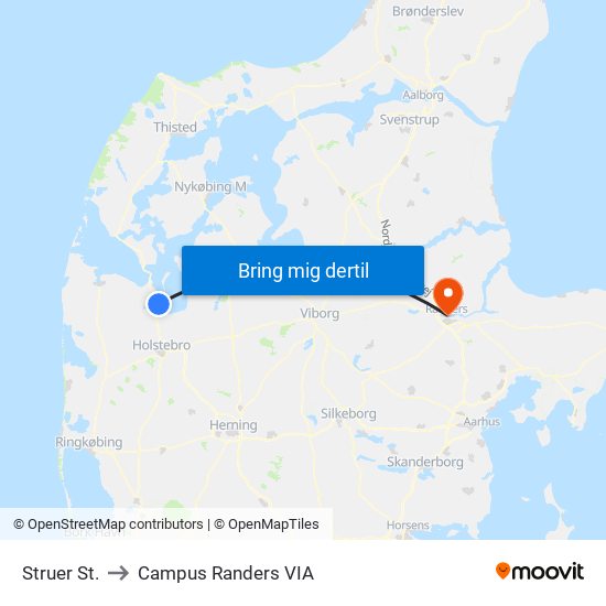 Struer St. to Campus Randers VIA map