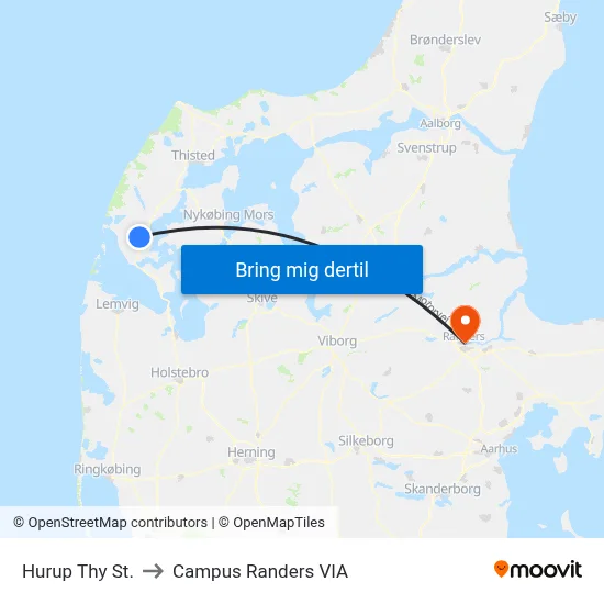 Hurup Thy St. to Campus Randers VIA map