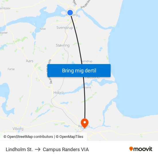 Lindholm St. to Campus Randers VIA map