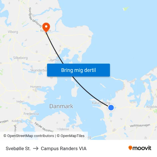 Svebølle St. to Campus Randers VIA map