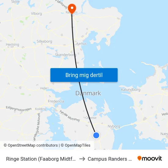 Ringe Station (Faaborg Midtfyn) to Campus Randers VIA map