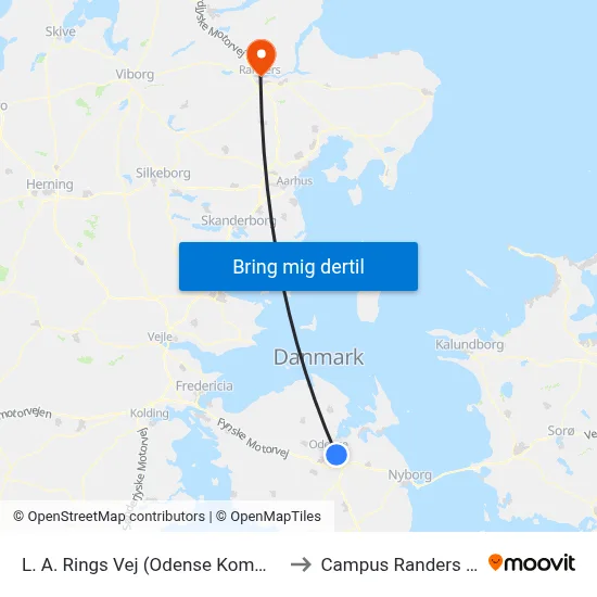 L. A. Rings Vej (Odense Kommune) to Campus Randers VIA map