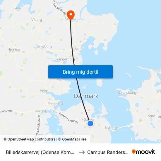 Billedskærervej (Odense Kommune) to Campus Randers VIA map