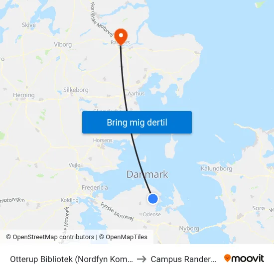 Otterup Bibliotek (Nordfyn Kommune) to Campus Randers VIA map
