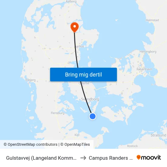 Gulstavvej (Langeland Kommune) to Campus Randers VIA map
