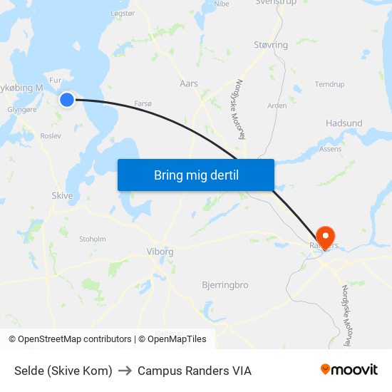 Selde (Skive Kom) to Campus Randers VIA map