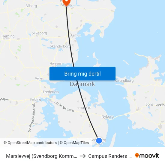 Marslevvej (Svendborg Kommune) to Campus Randers VIA map