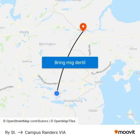 Ry St. to Campus Randers VIA map